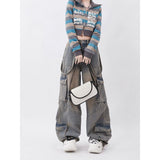 Jeans Women Autumn Dopamine Wearing Retro Work Pants To Make Old Pocket Design Straight Trousers
