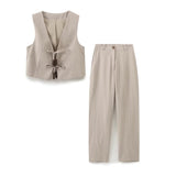 Spring 2025 New Women's Fashion Beaded Bow Vest + Pants Fashion Women's Set
