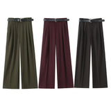 Women's Clothing 2025 New Women's Winter Belt Double-Folded Pants