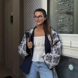 2025 Autumn And Winter New Women's Design Sense Of Leisure With Long-Sleeved Printed Cotton Jacket