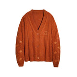 Mold Same Taylor Orange Cardigan Embroidered Stars Loose Languid Temperament Sweater
