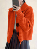 New Women's Loose Korean Version Of Fashion Casual Big Collar Knitted Cardigan Coat