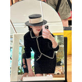 Small Fragrant Wind Collared Sweater Cardigan Women Loose Lazy Wind Wearing A Short Skirt Two Sets Of Autumn