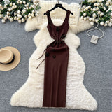 Women's Dress 2025 Summer Pure Desire Three-Dimensional Flowers Slimming Temperament Sling Knitted Hip Dress