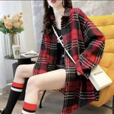 Grinding Thick Hair This Plaid Shirt Women Loose Long Autumn And Winter New Hong Kong Taste Shirt Coat Tide
