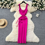 Women's Dress 2025 Summer Pure Desire Three-Dimensional Flowers Slimming Temperament Sling Knitted Hip Dress