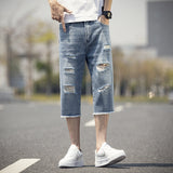 Denim Shorts Men's Summer Thin Loose Hole Trend 2025 New Casual Trend Pants