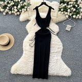 Women's Dress 2025 Summer Pure Desire Three-Dimensional Flowers Slimming Temperament Sling Knitted Hip Dress