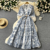 Cooled Wind High-End Dress 2025 New French Retro Elegant Lace Embroidery Waist Long Dress Dress