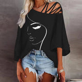 New Autumn Fashion Splicing Loose Leisure Blouse Lady Print T-Shirt