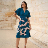 New Women's Round-Neck Red Knitted Blouse Casual Snowflake Christmas Sweater