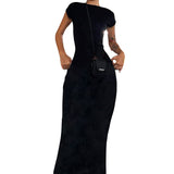 2025 Autumn Fashion Trend Women's New Short-Sleeved Round Collar Body And Hip-Back Dress