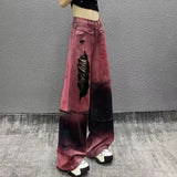 Fat Mm Ocean Color Ripped Jeans Women's Large Size Summer New High-Rise Loose Thin Straight Leg Pants