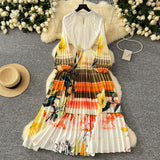 High-Grade Collar Nail Bead Lantern Sleeve Pearl Belt To Collect Long-Term Printed Pressure Skirt
