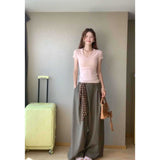 Simple Slim Slimming Waist Sweet Spicy Blouse High-Waisted Penet Broad Leg Trousers Set