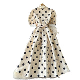 Dinner Dress Female High-End Light Luxury Famous Bubble Bubble Sleeve Dress Design Feel Waist Strap Fluffy French Dress