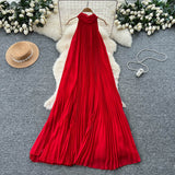 Vintage Water Wash Denim Dress Women's Autumn New High-End Thin Temperament Waist Single Buckle Long Skirt