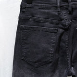 Stylish Black Denim Shorts Men's Summer Slim Retro Mids Pants Gradient Elastic Five-Point Trousers
