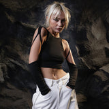 2025 Autumn Fashion Trend Women's New Long-Sleeved Round-Neck Solid Color Repair Body Bare Umbilical T-Shirt