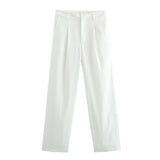 Spring 2025 New Women's Double Pocket Coat Top + Pants Suit