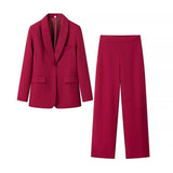 2025 Women's Winter New Temperament Evening Dress Collar Suit Jacket + Pants Suit