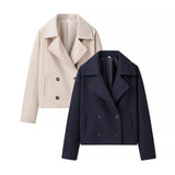 Ins Autumn New Women's Loose Version Of Double Buckle Temperament Commuting Hair, Short Coat Coat