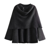 Ins New Women's Dress With Asymmetrical Scarf Short Knitted Coat