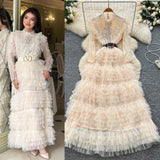 French Light Luxury Famous æÂ Heavy Industry Embroidery Embroidery To Close The Waist Net Velvet Pong Pong Dress Female Thin Temperament Elegant Dress