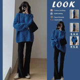 Loose Lazy Blue Sweater Women's Autumn And Winter 2025 New Explosion Thick Cloth With Knitted Bottom Shirt