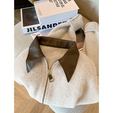 2025 Spring And Autumn New Loose Gas Coat Ankola Red College Wind Splicing Fake Two Knitted Shirt Women