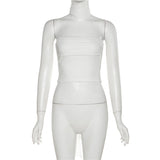 2025 Autumn Fashion Trend Women's New One-Word Shoulder-To-Shoulder Umbilly Solid Color With A Small Vest