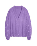 Mold Same Taylor Orange Cardigan Embroidered Stars Loose Languid Temperament Sweater