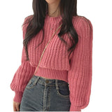 Korean Chic Spring And Autumn Fashion Temperament With Loose Lazy Simple Short Round Collar Knitting Sweater