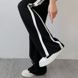 2025 New Broad Legants Women's Summer Thin High Waisting Sensing Skinny Casual Striped Sports Loose Straight Pants