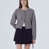 2025 New Knitwear Women's Long-Sleeved Round-Neck Button Solid Color Sweater Knitted Cardigan Top Women